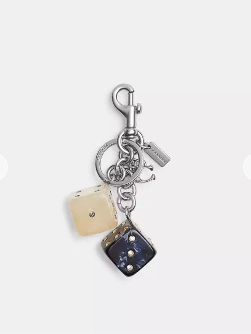 NWT Coach Dice Bag Charm in Silver hardware